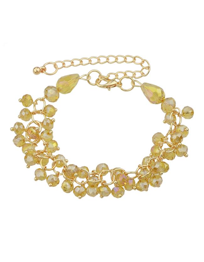 Romwe Adjustable Champagne Beads Bracelet