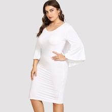 Romwe Plus Cape Overlay Cut Out Dress