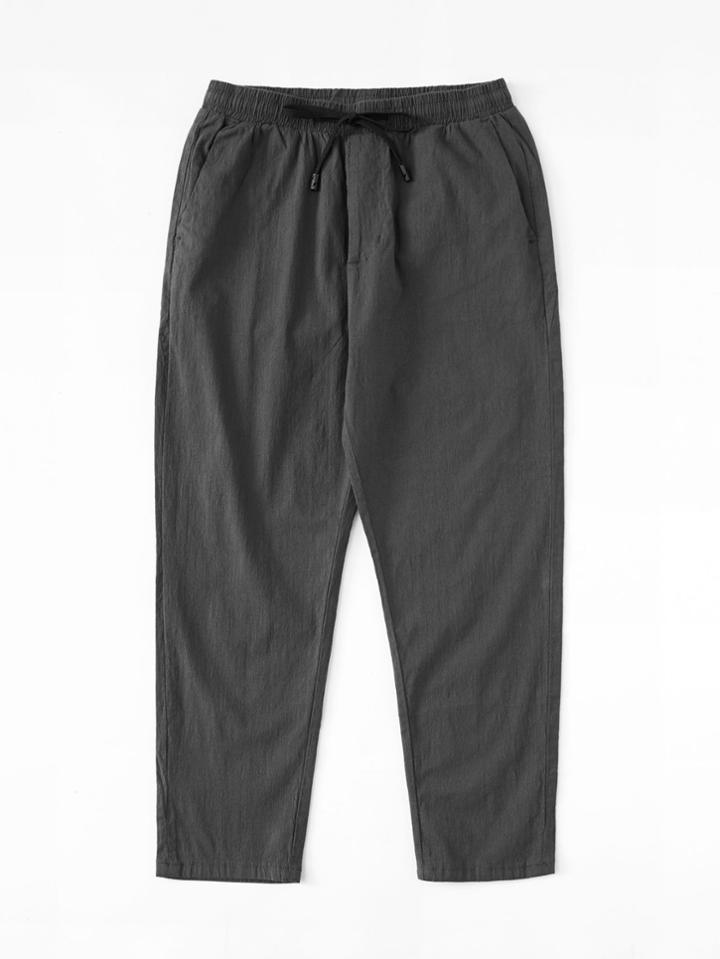 Romwe Men Drawstring Waist Solid Pants