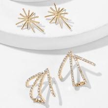 Romwe Geometric Abstract Stud Earrings 2pairs