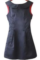 Romwe Doll Collar Back V Cut A-line Navy Dress