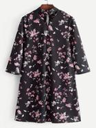 Romwe V Cut Calico Print Dress