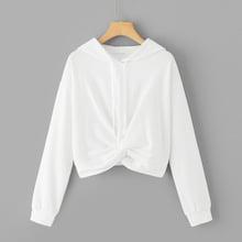 Romwe Twist Crop Hoodie