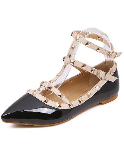 Romwe Black With Rivet Slingbacks Flats