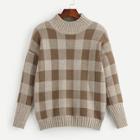 Romwe Stand-neck Plaid Sweater