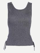 Romwe Scoop Neck Ribbed Lace Up Tank Top