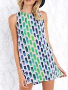 Romwe Sleeveless Geometric Print A-line Dress