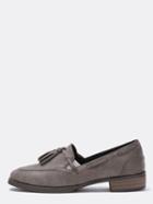 Romwe Grey Faux Leather Tassel Loafers