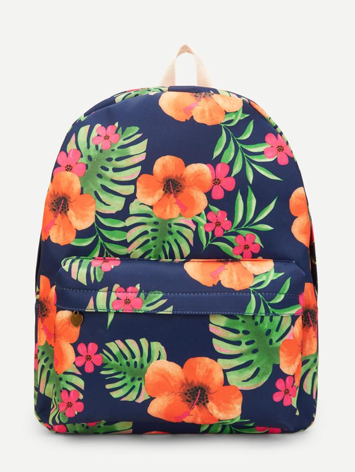 Romwe Tropical Print Backpack