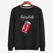 Romwe Men Letter & Can Print Sweatshirt