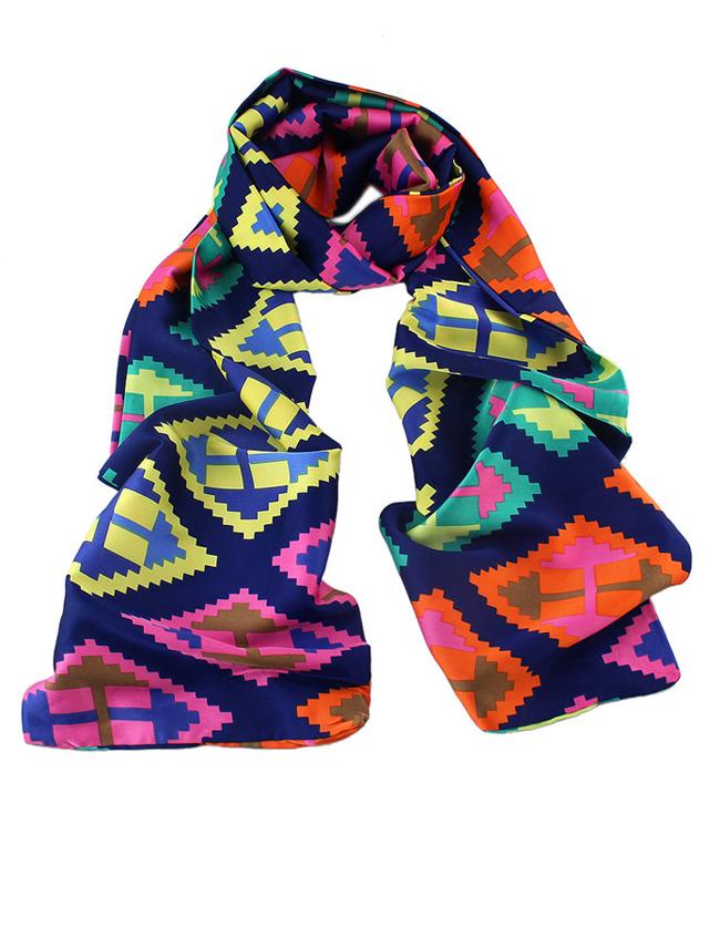 Romwe Latest Designs Bohemian Style Colorful Knitted Women Silk Scarf