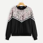 Romwe Contrast Sequin Pullover