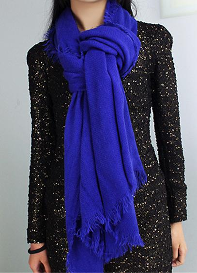 Romwe Tassel Casual Blue Scarf