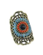 Romwe Vintage Bohemian Style Colored Beads Big Rings For Women