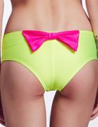 Romwe Neon Green With Bow Bikini Pant