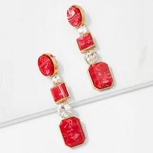 Romwe Tiered Gemstone Dangle Earrings 1pair