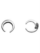 Romwe Silver Plated Moon Simple Stud Earrings