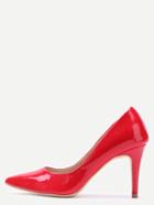Romwe Red Faux Patent Leather Pointed Toe Pumps