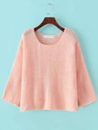 Romwe Open-knit Pink Sweater