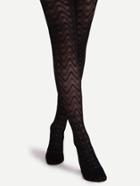 Romwe Black Wave Pattern Jacquard Pantyhose Stockings
