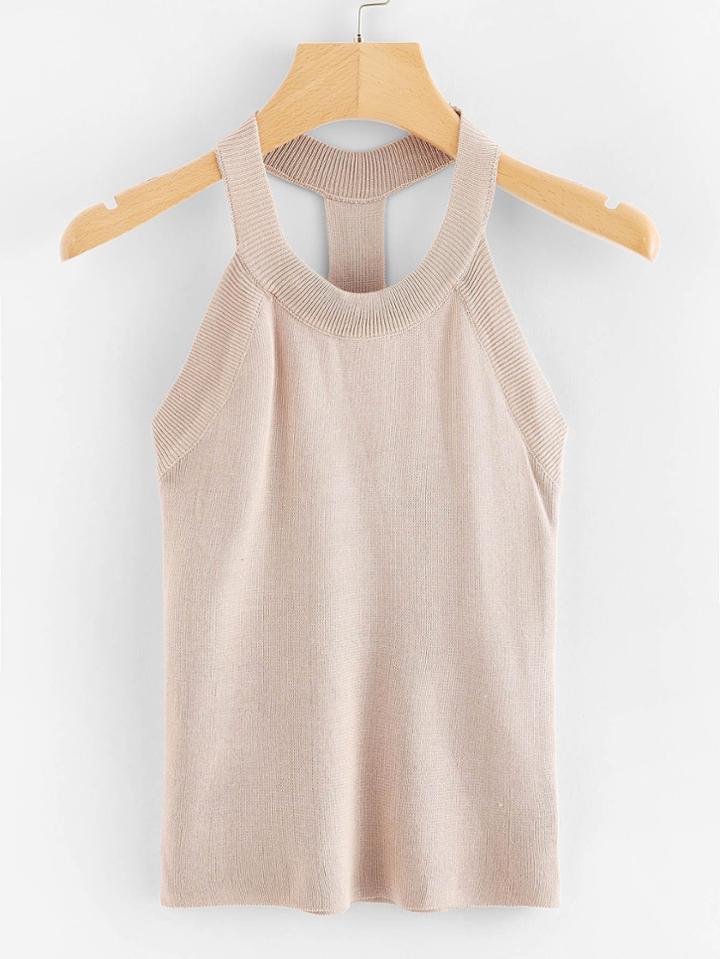 Romwe Ribbed Trim Knit Tank Top
