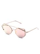 Romwe Gold Frame Rose Pink Lens Cat Eye Sunglasses