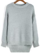 Romwe Dip Hem Grey Sweater