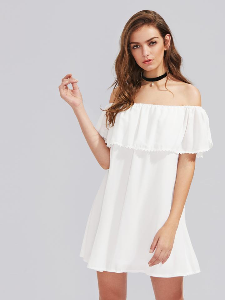 Romwe Off-the-shoulder Shift Dress