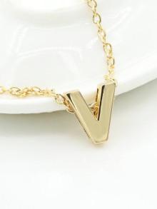 Romwe V Shape Pendant Chain Necklace