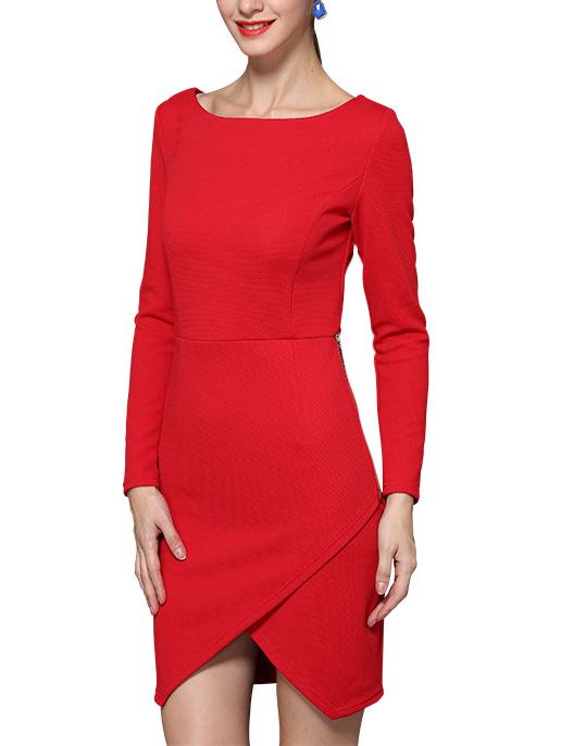 Romwe Long Sleeve Zipper Wrapped Dress