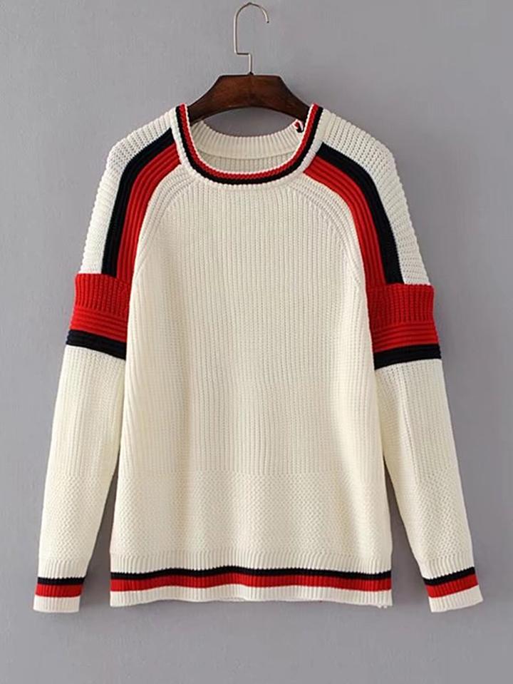 Romwe Color Block Loose Sweater