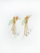Romwe Leaf And Flower Drop Earrings