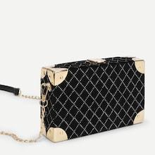Romwe Argyle Design Chain Crossbody Bag
