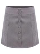 Romwe Single Breasted A-line Grey Skirt