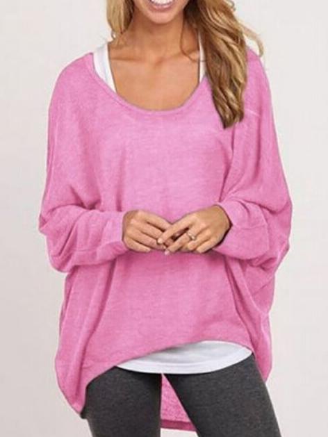 Romwe High Low Loose Pink T-shirt