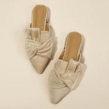 Romwe Suede Twist Strap Mule Flats