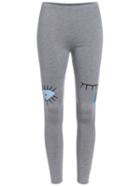 Romwe Eyelash Print Grey Leggings