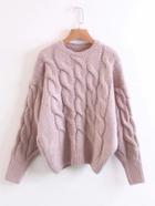 Romwe Cable Knit Drop Shoulder Sweater