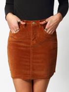 Romwe Corduroy Bodycon Khaki Skirt
