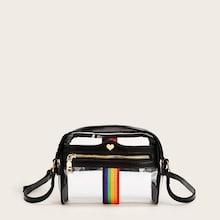 Romwe Rainbow Detail Transparent Crossbody Bag