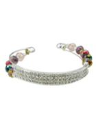 Romwe Silver Beads Thin Cuff Bracelet