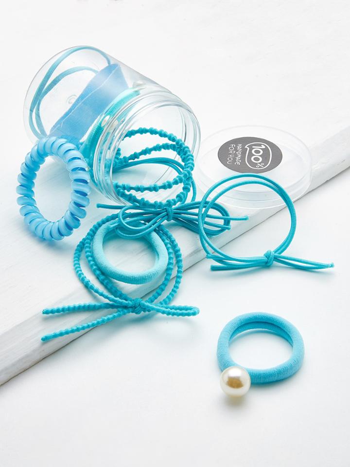 Romwe Faux Pearl & Knotted Hair Tie 10pcs