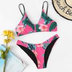 Romwe Random Flower & Leaf Print Bikini Set