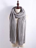 Romwe Grey Ribbed Chunky Knit Textured Scarf