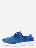 Romwe Blue Breathable Mesh Lace Up Casual Shoes