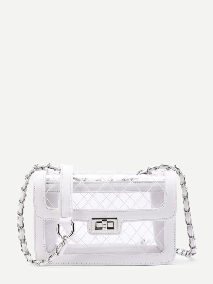 Romwe Twist Lock Flap Pu Cross Body Bag