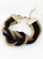 Romwe Black Gold Wound Chain Bracelet