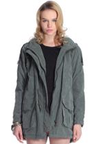 Romwe Buttoned Hooded Army-green Coat