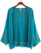 Romwe Bat Sleeve Tribal Embroidered Top