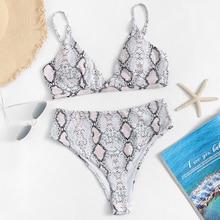 Romwe V-plunge Random Snakeskin Bikini Set
